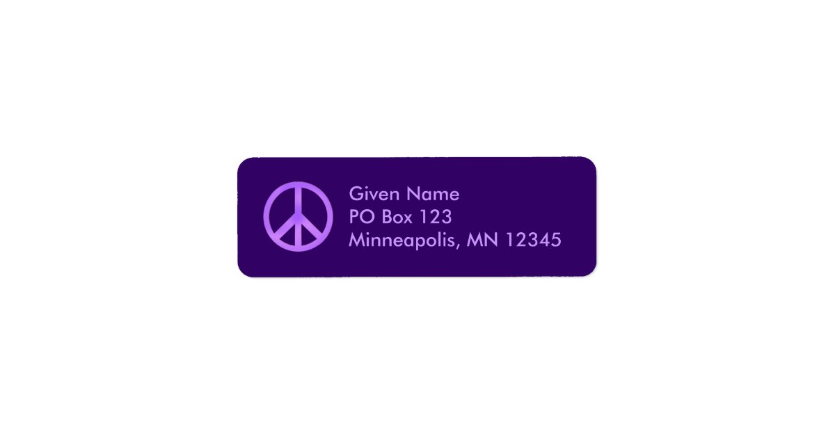 30 Custom Purple Camo Peace Art Personalized Address Labels