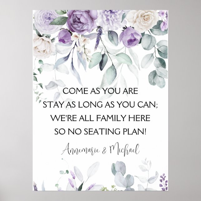 Lavender and Purple Peonie Wedding Poster (Front)