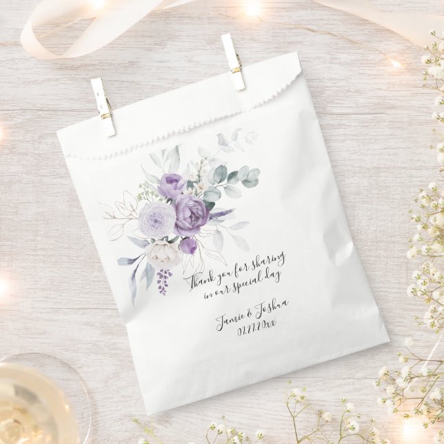 Lavender and Purple Peonies Greenery Favor Bag (Clipped)