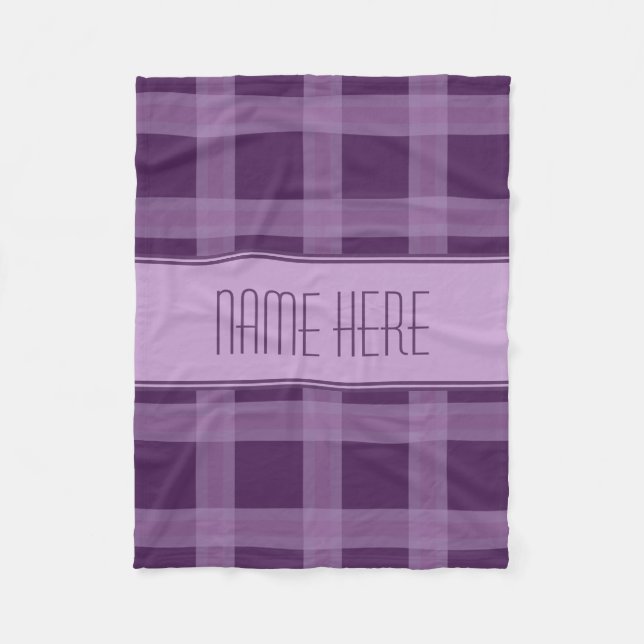 Lavender And Purple Plaid Custom Name Blanket (Front)
