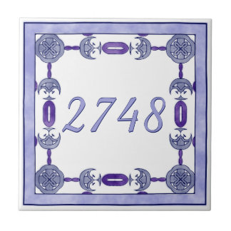 Lavender and Purple Small House Number Ceramic Tile
