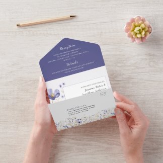 Lavender and Purple Wildflower Wedding Invitation