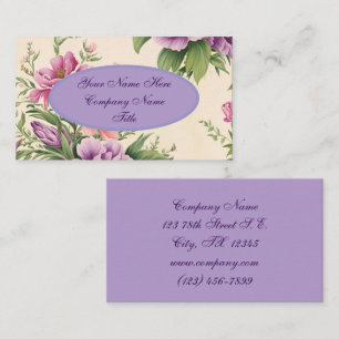 Lavender And Rose Country Garden Floral Print  Business Card