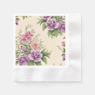 Lavender And Rose Country Garden Floral Print Napkins