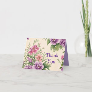 Lavender And Rose Country Garden Floral Print Thank You Card
