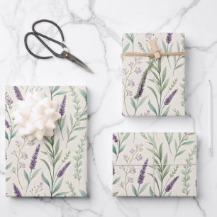 Lavender and Sage Botanical Print All Occasion Wrapping Paper Sheets