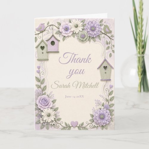 Lavender and Sage Green Birthday Party Thank You Card