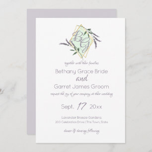 Lavender and Sage Monogram Wedding Invitation