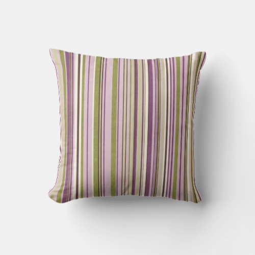 Lavender and Sage Striped Throw Pillow