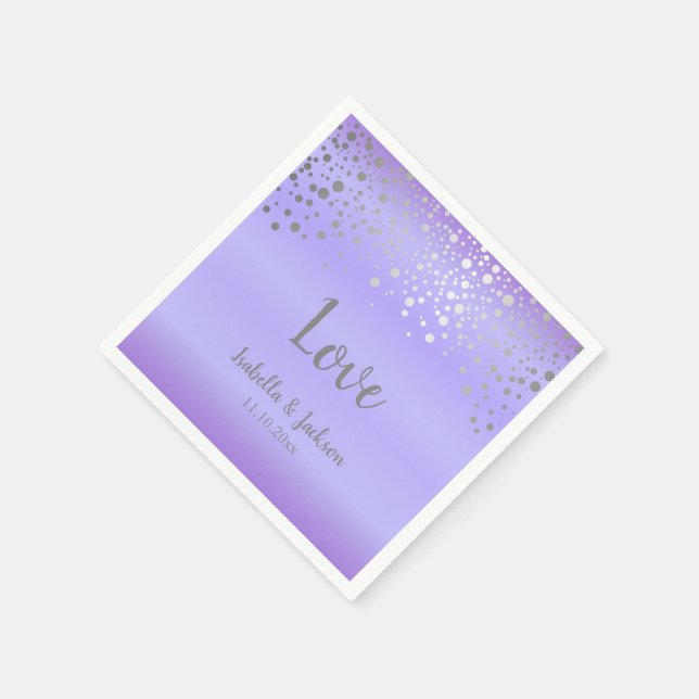 Lavender and Silver Confetti Dots Napkins (Corner)