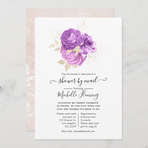 Lavender and Silver Floral Shower by Mail Invitation