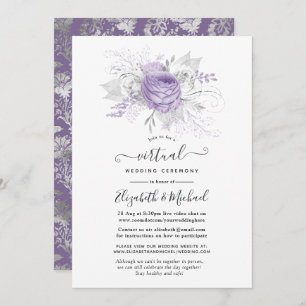 Lavender and Silver Floral Virtual Wedding Invitation
