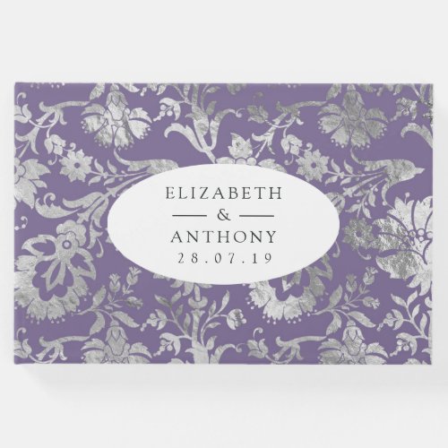 Lavender and Silver Floral Wedding Guest Book
