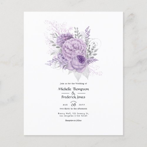 Lavender and Silver Floral Wedding Invitation Flyer