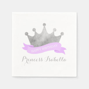 Lavender and Silver Princess Birthday Party Paper Napkins