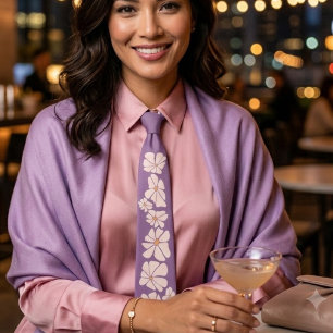 Lavender and Soft Pink Vintage Boho Floral Neck Tie