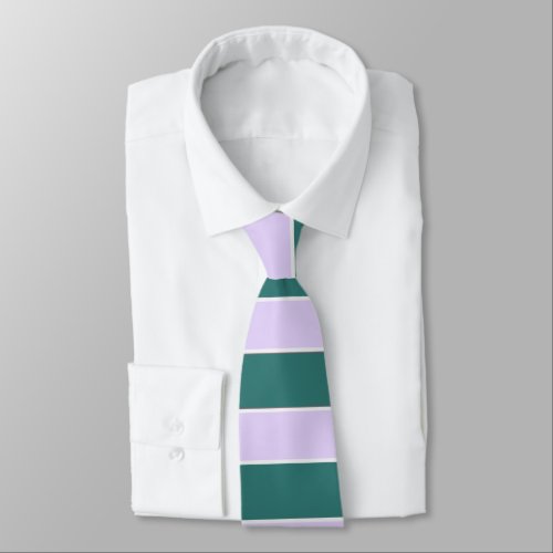 Lavender and Teal Horizontal Stripes Neck Tie