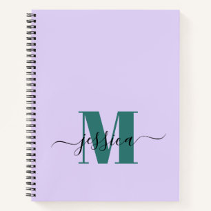 Lavender and Teal Personalized Monogram Notebook