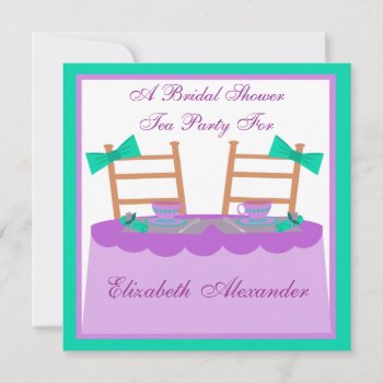 Lavender And Teal Tea Party Bridal Shower Invitation by csinvitations at Zazzle