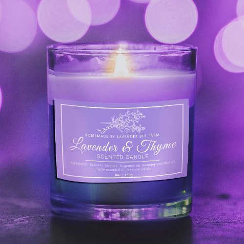 Lavender and thyme scent candle purple rectangular sticker