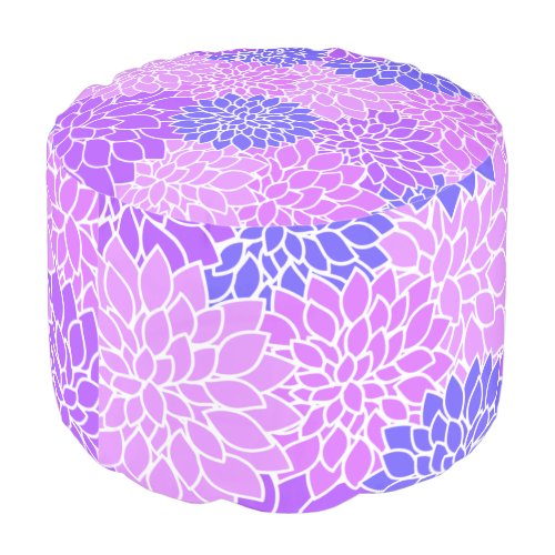 Lavender and Violet Dahlia Floral Pillow Pouf