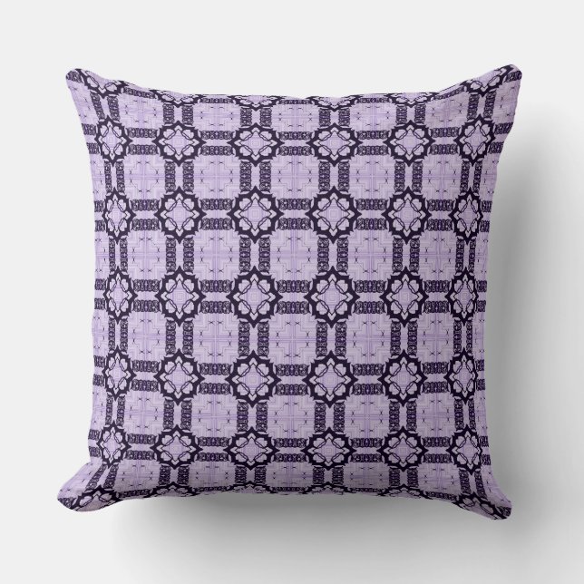 Lavender and Violet Geometric Pattern Throw Pillow (Front)