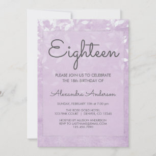 Lavender and White 18th Birthday Party Invitation