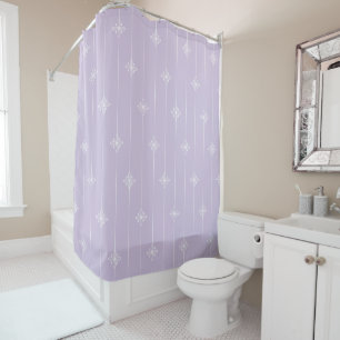 Lavender and White Abstract Floral Pattern Shower Curtain