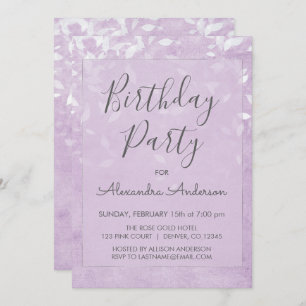 Lavender and White Any Age Birthday Party Invitation