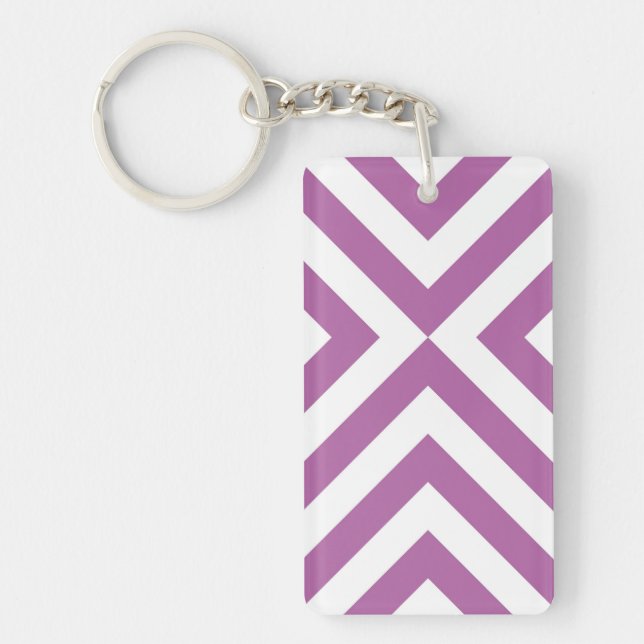 Lavender and White Chevrons Keychain (Front)