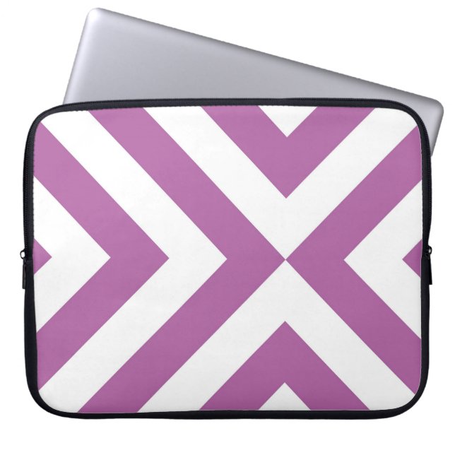 Lavender and White Chevrons Laptop Sleeve (Front)