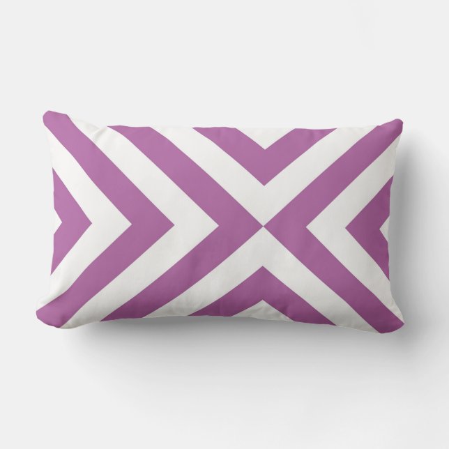 Lavender and White Chevrons Lumbar Pillow (Front)