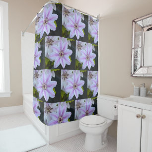 Lavender and White Clematis Shower Curtain