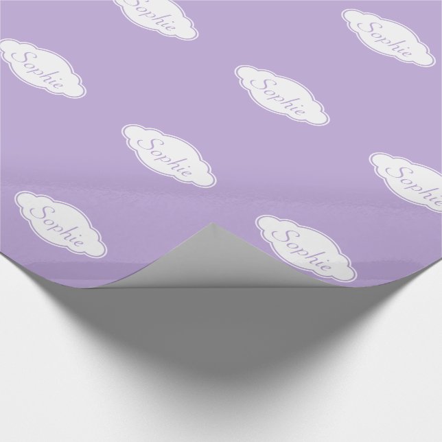 Lavender and White Cloud Personalized Gift Wrap (Corner)
