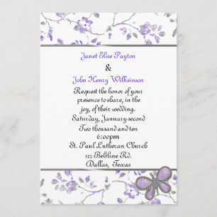 Lavender and White Cottage Chic Wedding Invitation