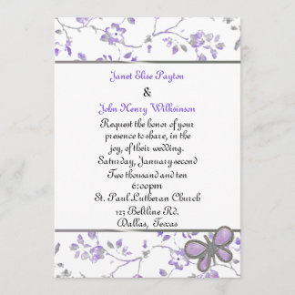 Lavender and White Cottage Chic Wedding Invitation