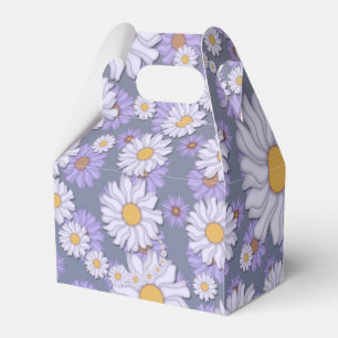 Lavender and White Daisies Pattern Favor Box
