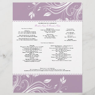 Lavender and White Floral Swirls Wedding Program