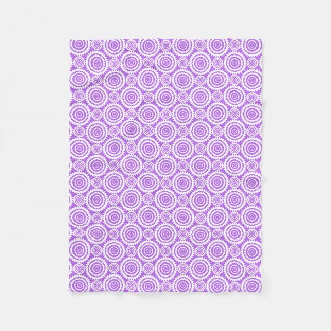 Lavender and White Geometric Circles Pattern Fleece Blanket (Front)