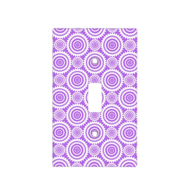 Lavender and White Geometric Circles Pattern Light Switch Cover (Front)