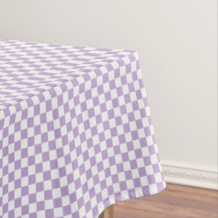 Lavender And White Gingham Checkered Tablecloth