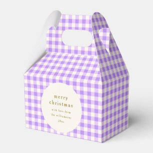 Lavender and White Gingham Christmas Personalized Favor Boxes
