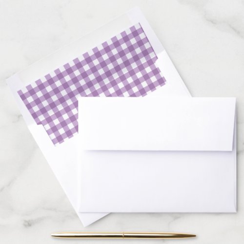 Lavender and White Gingham Plaid Pattern Envelope Liner