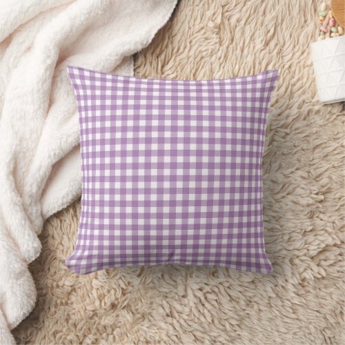 Lavender and White Gingham Plaid Pattern  Throw Pillow