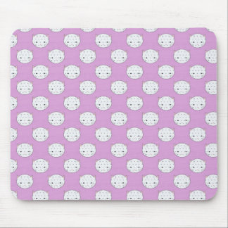 Lavender and White Kitty Faces Pattern Polka Dots Mouse Pad