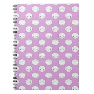 Lavender and White Kitty Faces Pattern Polka Dots Notebook