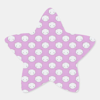 Lavender and White Kitty Faces Pattern Polka Dots Star Sticker
