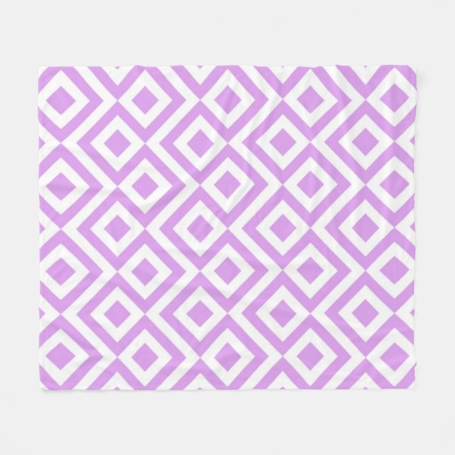 Lavender and White Meander Pattern Fleece Blanket (Front (Horizontal))