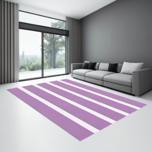 Lavender and White Minimal Stripes Office Rug