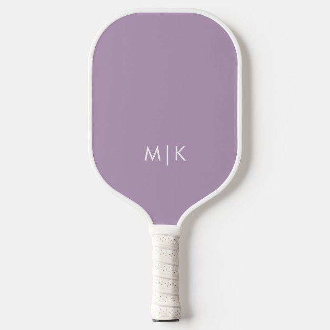 Lavender and White | Modern Monogram Pickleball Paddle (Front)